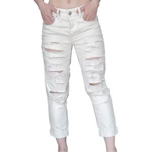 American Eagle Outfitters White Distressed Ripped Tomgirl Jeans Denim School Y2K